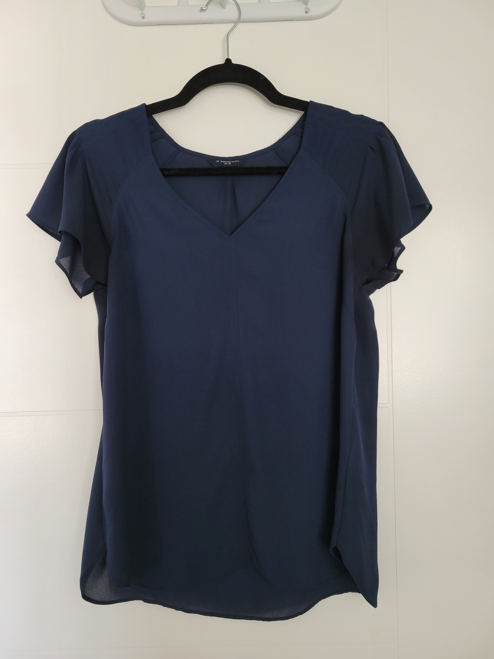 Denver Hayes Navy V-Neck Flutter Sleeve Blouse
